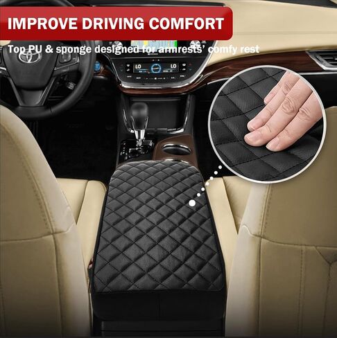 غطاء وحدة التحكم المركزية للسيارة Toyota Avalon 2013 2014 2015 2016 2017 2018، زخرفة جلدية من الفينيل، غطاء وسادة وسادة مسند الذراع، مضاد للخدش، أسود in Saudi Arabia