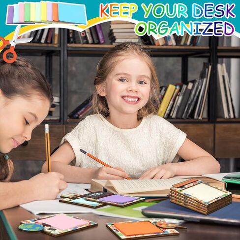 20 Pcs Back to School Gifts 10 Wooden Sticky Notes Holder with 10 Sticky Notes Appreciation Gift Bulk Desk Sticky Note Pad Holder Sticky Note Dispensers for Kid Teacher Classroom in Saudi Arabia
