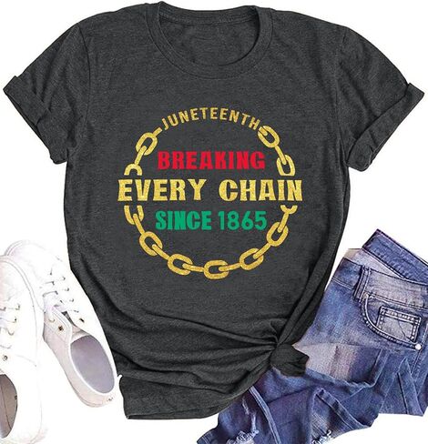 Juneteenth Shirts Women Juneteenth Breaking Every Chain T-Shirt Black History Tee African American Freendom Tops in Saudi Arabia