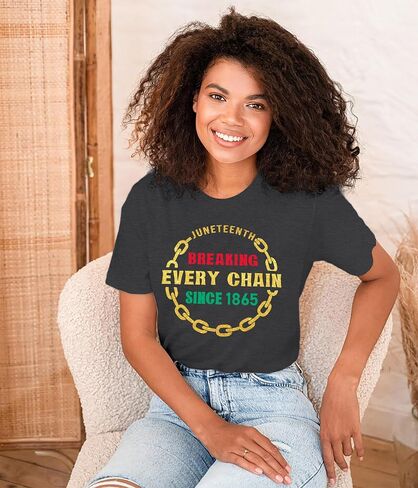 Juneteenth Shirts Women Juneteenth Breaking Every Chain T-Shirt Black History Tee African American Freendom Tops in Saudi Arabia