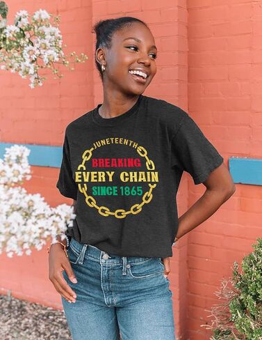 Juneteenth Shirts Women Juneteenth Breaking Every Chain T-Shirt Black History Tee African American Freendom Tops in Saudi Arabia