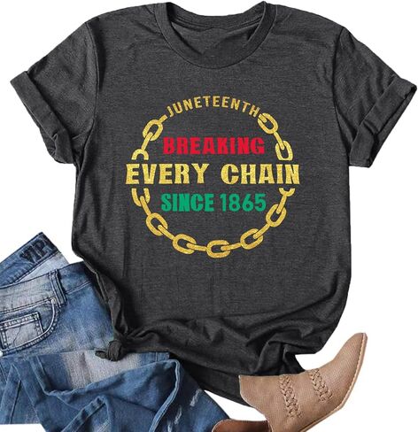 Juneteenth Shirts Women Juneteenth Breaking Every Chain T-Shirt Black History Tee African American Freendom Tops in Saudi Arabia