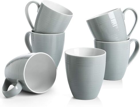 DOWAN Coffee Mugs, Coffee Mugs Set of 6, 17 Oz Large Coffee Mugs, Ceramic Coffee Cups with Handle, Coffee Mugs for Coffee Tea, Party, Brown in Saudi Arabia