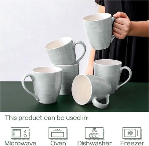 DOWAN Coffee Mugs, Coffee Mugs Set of 6, 17 Oz Large Coffee Mugs, Ceramic Coffee Cups with Handle, Coffee Mugs for Coffee Tea, Party, Brown in Saudi Arabia
