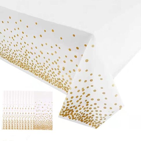 2 Pack Black Plastic Tablecloth Disposable Black and Gold Tablecloth for Rectangle Tables 54" x 108" Party Decorations Birthday Thanksgiving Christmas Valentines Wedding Outdoor BBQ Picnic (Black) in Kuwait