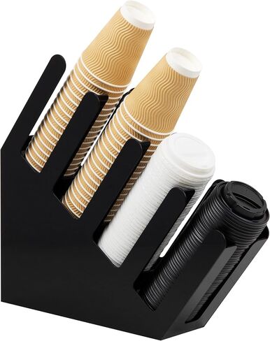موزع غطاء مايند ريدر 4ACUPHOLD-BLK، بار قهوة على سطح الطاولة، كوب مشروبات، مطبخ، غرفة استراحة، 4 بوصة طول × 18 بوصة عرض × 16 بوصة ارتفاع، أكريليك أسود in Saudi Arabia