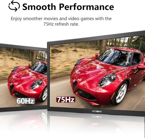 شاشة للمنزل أو المكتب، 24 بوصة، معدل تحديث 75 هرتز، دقة 1080 بكسل، حامل VESA، حامل قابل للإمالة، شاشة ساطعة، أسود، U24AFHD in Kuwait