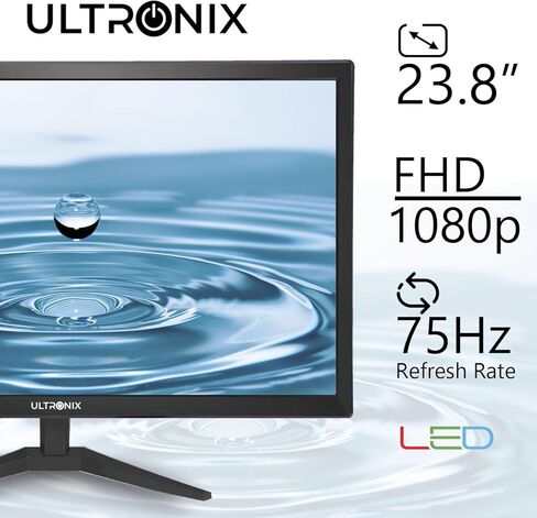 شاشة للمنزل أو المكتب، 24 بوصة، معدل تحديث 75 هرتز، دقة 1080 بكسل، حامل VESA، حامل قابل للإمالة، شاشة ساطعة، أسود، U24AFHD in Kuwait