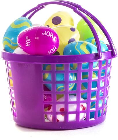 Prextex Easter Basket for Party Egg Hunts (12 pcs) | Plastic Bucket For Kids & Adults Bulk Buckets Small Bucket, Mini Premade Baskets in Kuwait