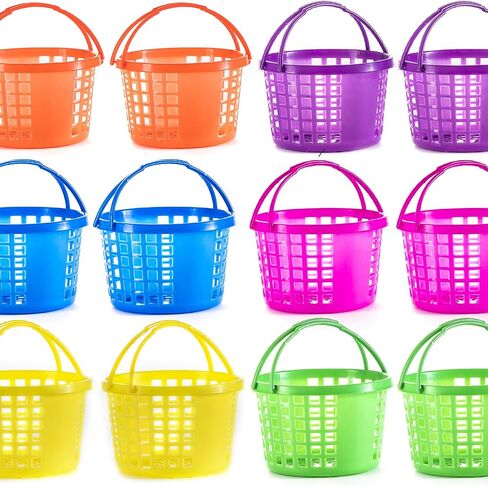 Prextex Easter Basket for Party Egg Hunts (12 pcs) | Plastic Bucket For Kids & Adults Bulk Buckets Small Bucket, Mini Premade Baskets in Kuwait