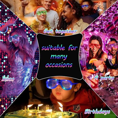 50 Pcs Glow in the dark party supplies For Adults Kids Glow Sticks neon party decorations with 10 LED Glasses 10 LED Cat & Rabbit Ear Headband 30 LED Bracelets & finger lights for Christmas Halloween in Saudi Arabia