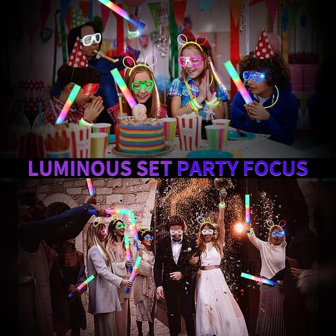 50 Pcs Glow in the dark party supplies For Adults Kids Glow Sticks neon party decorations with 10 LED Glasses 10 LED Cat & Rabbit Ear Headband 30 LED Bracelets & finger lights for Christmas Halloween in Saudi Arabia