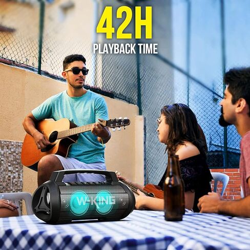 70W Loud Bluetooth Speaker Wireless, W-KING Outdoor Portable Speaker Bluetooth Waterproof with Lights, IPX6/Heavy Bass/Stereo Pairing, Party Bluetooth Speakers Hifi Mic Slot/42H Play/Power Bank/TF/AUX in Kuwait