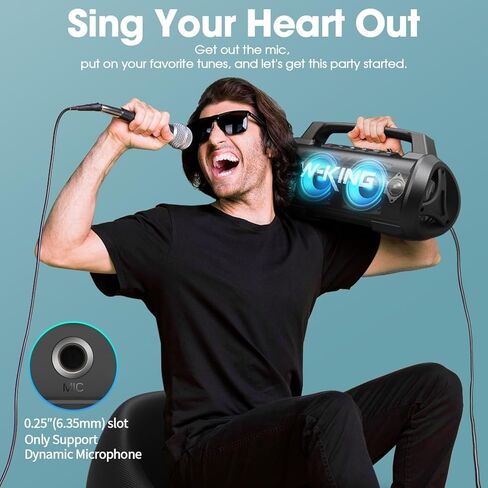 70W Loud Bluetooth Speaker Wireless, W-KING Outdoor Portable Speaker Bluetooth Waterproof with Lights, IPX6/Heavy Bass/Stereo Pairing, Party Bluetooth Speakers Hifi Mic Slot/42H Play/Power Bank/TF/AUX in Kuwait