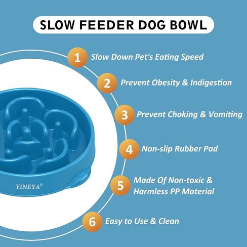4 Cups Slow Feeder Dog Bowls Large Breed, Anti-Slip Dog Slow Feeder Bowl, Large Dog Bowl Slow Feeder, Maze Dog Food Bowl Slow Feeder, Dog Puzzle Feeder, Slow Eating Dowl Bowl (Dark Blue) in Saudi Arabia