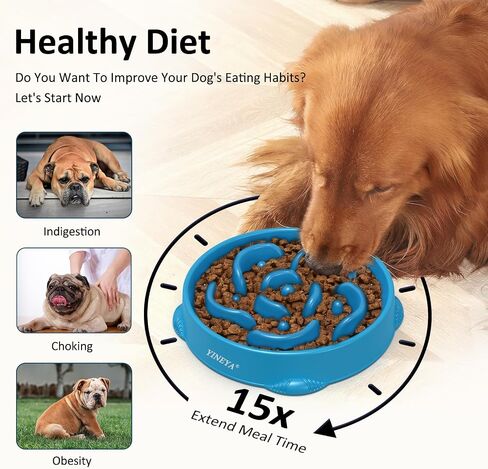 4 Cups Slow Feeder Dog Bowls Large Breed, Anti-Slip Dog Slow Feeder Bowl, Large Dog Bowl Slow Feeder, Maze Dog Food Bowl Slow Feeder, Dog Puzzle Feeder, Slow Eating Dowl Bowl (Dark Blue) in Saudi Arabia