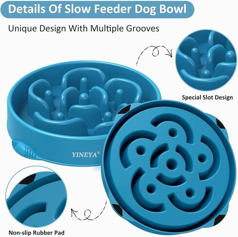 4 Cups Slow Feeder Dog Bowls Large Breed, Anti-Slip Dog Slow Feeder Bowl, Large Dog Bowl Slow Feeder, Maze Dog Food Bowl Slow Feeder, Dog Puzzle Feeder, Slow Eating Dowl Bowl (Dark Blue) in Saudi Arabia