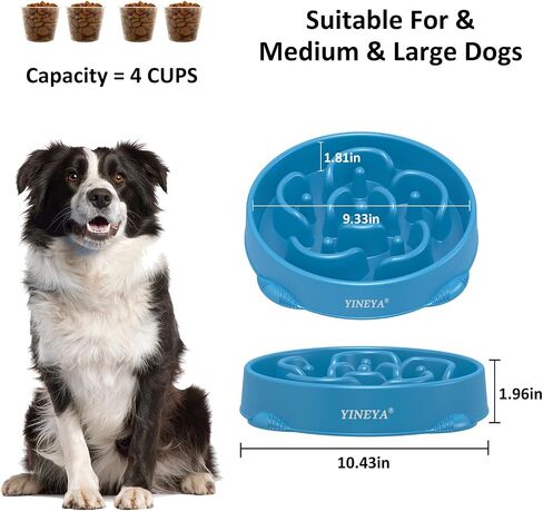 4 Cups Slow Feeder Dog Bowls Large Breed, Anti-Slip Dog Slow Feeder Bowl, Large Dog Bowl Slow Feeder, Maze Dog Food Bowl Slow Feeder, Dog Puzzle Feeder, Slow Eating Dowl Bowl (Dark Blue) in Saudi Arabia