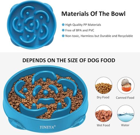 4 Cups Slow Feeder Dog Bowls Large Breed, Anti-Slip Dog Slow Feeder Bowl, Large Dog Bowl Slow Feeder, Maze Dog Food Bowl Slow Feeder, Dog Puzzle Feeder, Slow Eating Dowl Bowl (Dark Blue) in Saudi Arabia