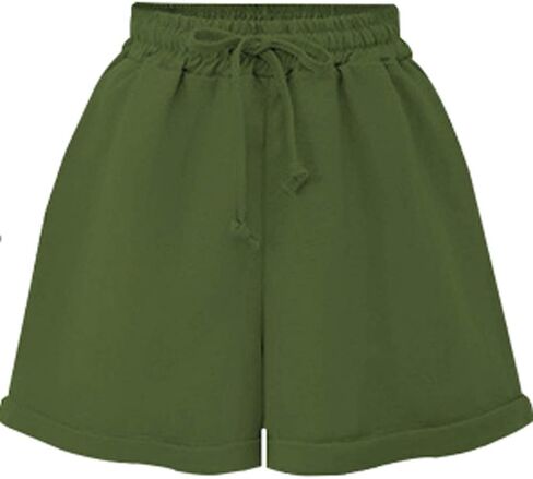 XinYangNi Casual Women's Elastic Waist Drawstring Loose Wide Leg Beach Shorts in Saudi Arabia