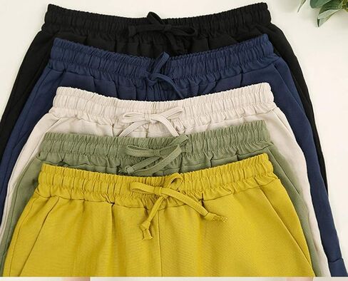 XinYangNi Casual Women's Elastic Waist Drawstring Loose Wide Leg Beach Shorts in Saudi Arabia