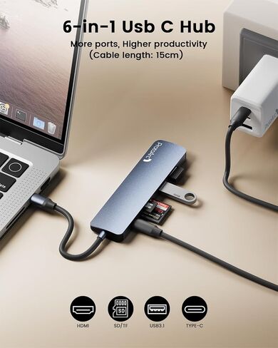 ProtoArc Foldable Keyboard and Mouse, XKM01 LX Portable Wireless Keyboard Mouse with 6-in-1 USB C Hub & 65W Wall Charger Set, Travel Business Essentials for Laptop MacBook iPad iPhone Tablets in Saudi Arabia