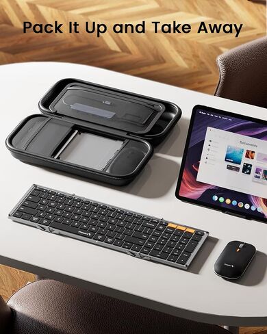 ProtoArc Foldable Keyboard and Mouse, XKM01 LX Portable Wireless Keyboard Mouse with 6-in-1 USB C Hub & 65W Wall Charger Set, Travel Business Essentials for Laptop MacBook iPad iPhone Tablets in Saudi Arabia