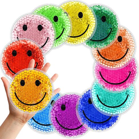12 Pcs Smile Boo Boo Ice Packs, Reusable Small Round Ice Pack Hot and Cold Compress for Injuries, Pain Relief, Fever, Headaches, Wisdom Teeth, First Aid and Neck, Arms, Legs Injuries in Saudi Arabia