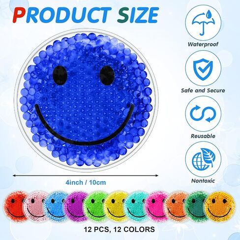 12 Pcs Smile Boo Boo Ice Packs, Reusable Small Round Ice Pack Hot and Cold Compress for Injuries, Pain Relief, Fever, Headaches, Wisdom Teeth, First Aid and Neck, Arms, Legs Injuries in Saudi Arabia