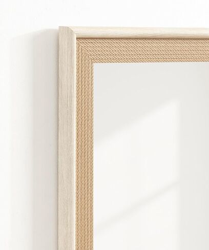 Kate and Laurel Taraji Coastal Rectangle Wall Mirror, 24 x 36, Light Tan, Modern Rectangular Statement Mirror with Two-Tone Finish and Embossed Rope Texture in Saudi Arabia