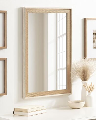 Kate and Laurel Taraji Coastal Rectangle Wall Mirror, 24 x 36, Light Tan, Modern Rectangular Statement Mirror with Two-Tone Finish and Embossed Rope Texture in Saudi Arabia