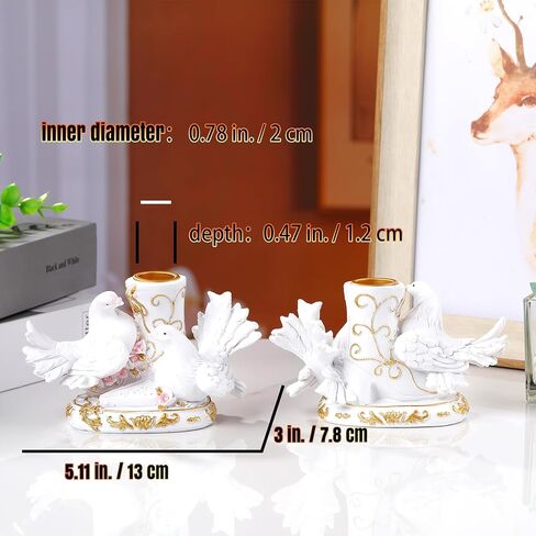 قطعتان من الشمعدان الديني للطيور الحمائم للشموع المستدقة، حامل شموع مستدقة دينية، هدايا كاثوليكية للنساء، مجموعة شمعدانات ديكور لقطع مركزية للطاولة ومنزل الزفاف in Kuwait