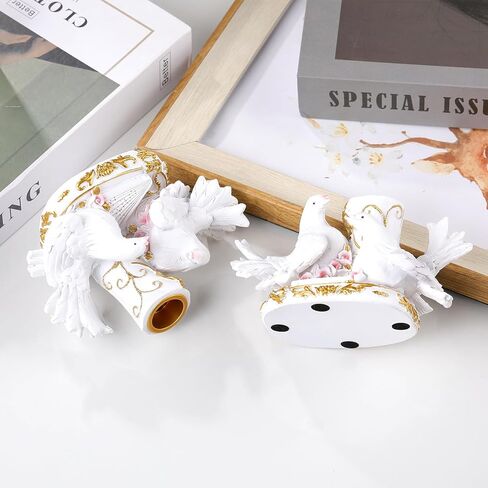 قطعتان من الشمعدان الديني للطيور الحمائم للشموع المستدقة، حامل شموع مستدقة دينية، هدايا كاثوليكية للنساء، مجموعة شمعدانات ديكور لقطع مركزية للطاولة ومنزل الزفاف in Kuwait