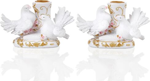 قطعتان من الشمعدان الديني للطيور الحمائم للشموع المستدقة، حامل شموع مستدقة دينية، هدايا كاثوليكية للنساء، مجموعة شمعدانات ديكور لقطع مركزية للطاولة ومنزل الزفاف in Kuwait