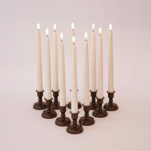 مجموعة من 10 حوامل شموع بلاستيكية برونزية للاستخدام مع الشموع المستدقة عديمة اللهب من Enchanted Spaces in Kuwait