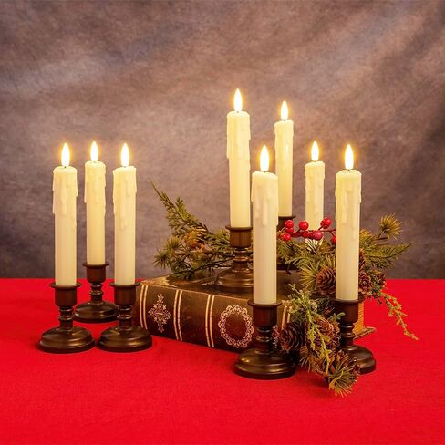 مجموعة من 10 حوامل شموع بلاستيكية برونزية للاستخدام مع الشموع المستدقة عديمة اللهب من Enchanted Spaces in Kuwait