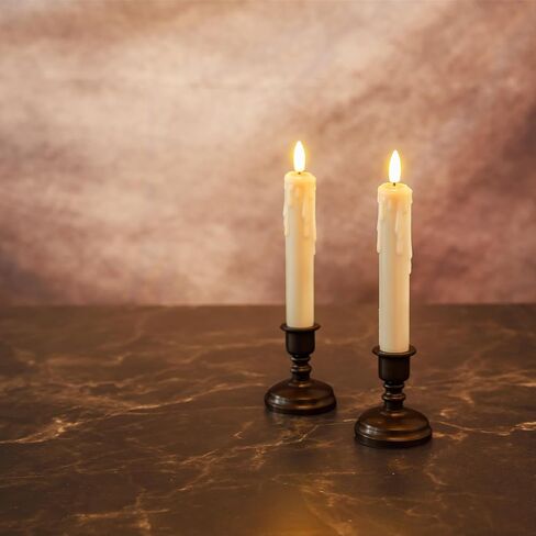 مجموعة من 10 حوامل شموع بلاستيكية برونزية للاستخدام مع الشموع المستدقة عديمة اللهب من Enchanted Spaces in Kuwait