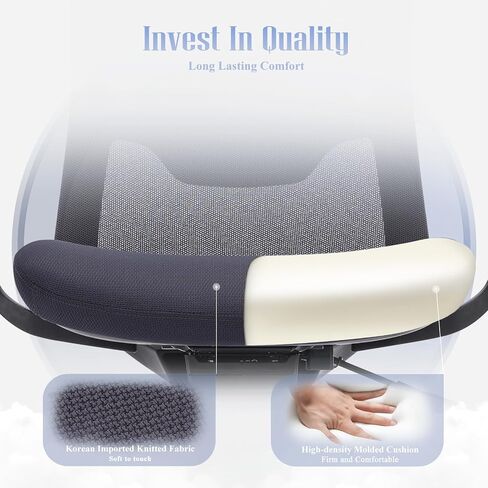 Mesh Office Chair, Ergonomic Chair with Adjustable Lumbar Support, Executive Computer Chair with 4D Armrests, Tilt Lock and Slide Seat, Home Office Desk Chair for Men Women-InkGrey, 300lbs in Saudi Arabia