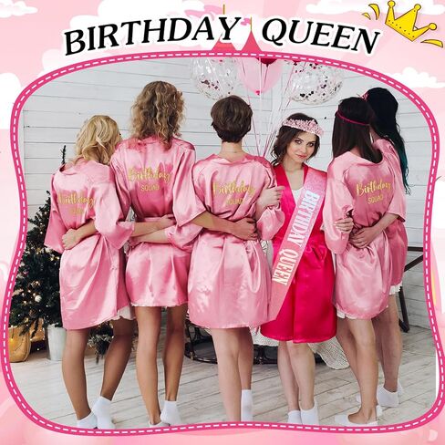 8 Pcs Sleepover Birthday Spa Party Favors for Women Birthday Queen Robes Birthday Squad Robes with Crown and Sash in Saudi Arabia