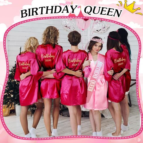 8 Pcs Sleepover Birthday Spa Party Favors for Women Birthday Queen Robes Birthday Squad Robes with Crown and Sash in Saudi Arabia
