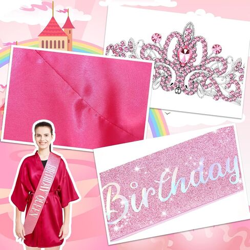 8 Pcs Sleepover Birthday Spa Party Favors for Women Birthday Queen Robes Birthday Squad Robes with Crown and Sash in Saudi Arabia