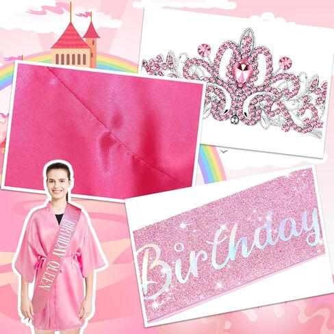 8 Pcs Sleepover Birthday Spa Party Favors for Women Birthday Queen Robes Birthday Squad Robes with Crown and Sash in Saudi Arabia