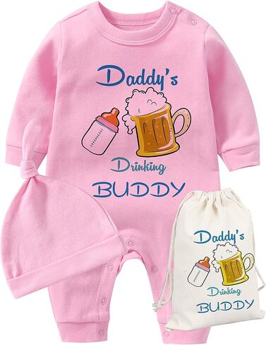 YSCULBUTOL Baby Twins Father Day Daddy Drinking Buddy Newborn Baby Girls Boys Jumpsuit Baby Clothes in Saudi Arabia