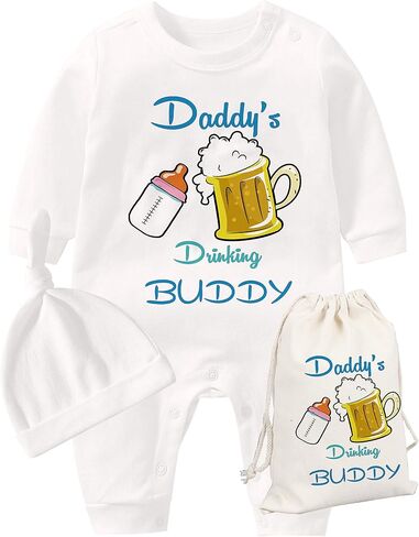YSCULBUTOL Baby Twins Father Day Daddy Drinking Buddy Newborn Baby Girls Boys Jumpsuit Baby Clothes in Saudi Arabia
