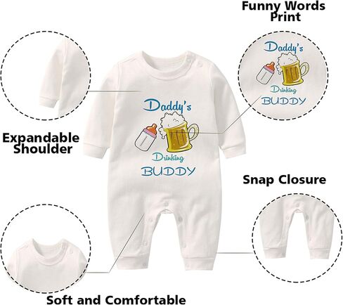 YSCULBUTOL Baby Twins Father Day Daddy Drinking Buddy Newborn Baby Girls Boys Jumpsuit Baby Clothes in Saudi Arabia