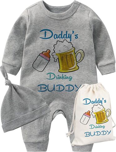 YSCULBUTOL Baby Twins Father Day Daddy Drinking Buddy Newborn Baby Girls Boys Jumpsuit Baby Clothes in Saudi Arabia