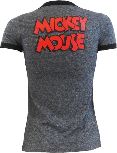 Disney Ladies Shy Mickey Mouse Junior Fit Ringer T-Shirt in Saudi Arabia