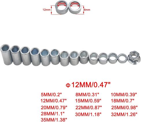 13 قطعة 0.47 "M12 البطانات الصناعية الفولاذية فاصل الأكمام مناسبة للدراجات النارية حفرة الترابية دراجة الدراجة ATV دراجة صغيرة 12 مللي متر المحور الكلاسيكي in Kuwait