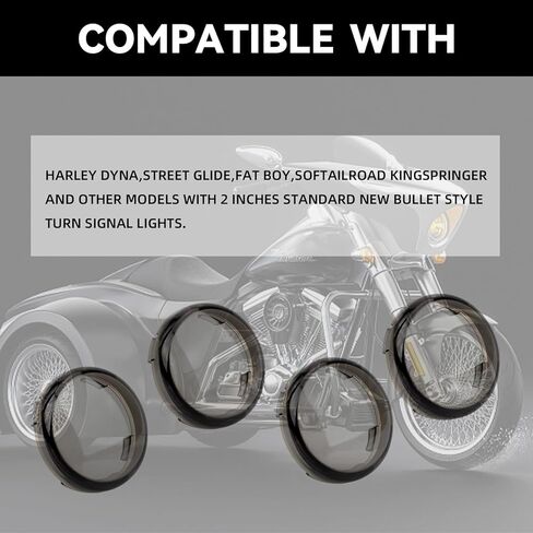 4 قطع غطاء عدسة إشارة الانعطاف الدخاني، متوافق مع Harley-Davidson Sportster Street Glide Road King Softail، Electra Glide in Kuwait