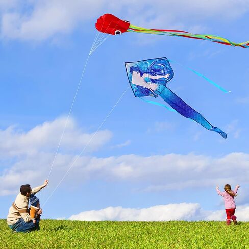 HONBO Large Mermaid Kite for Kids & Adults, Easy to Fly Delta Kite, Beginner Kite for Girls &Boys, Pegasus Beginner Kite for Kids,Octopus Kite in Saudi Arabia